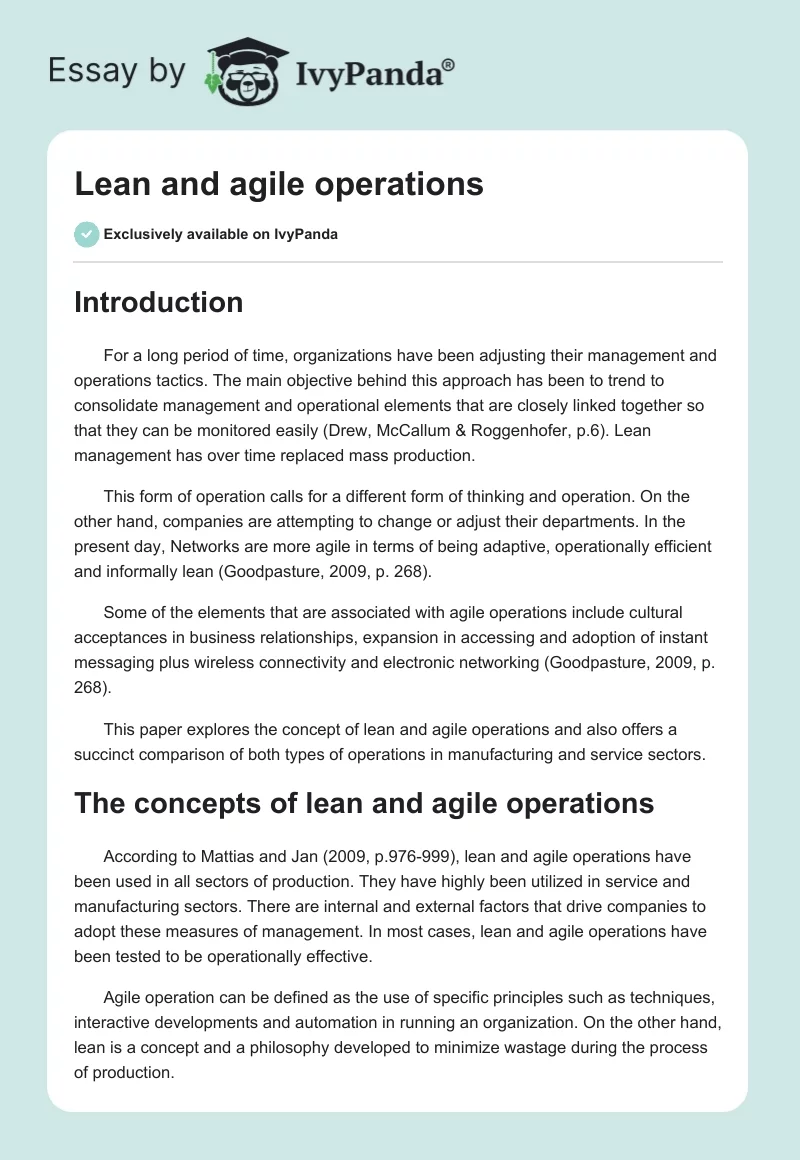 Lean and agile operations. Page 1