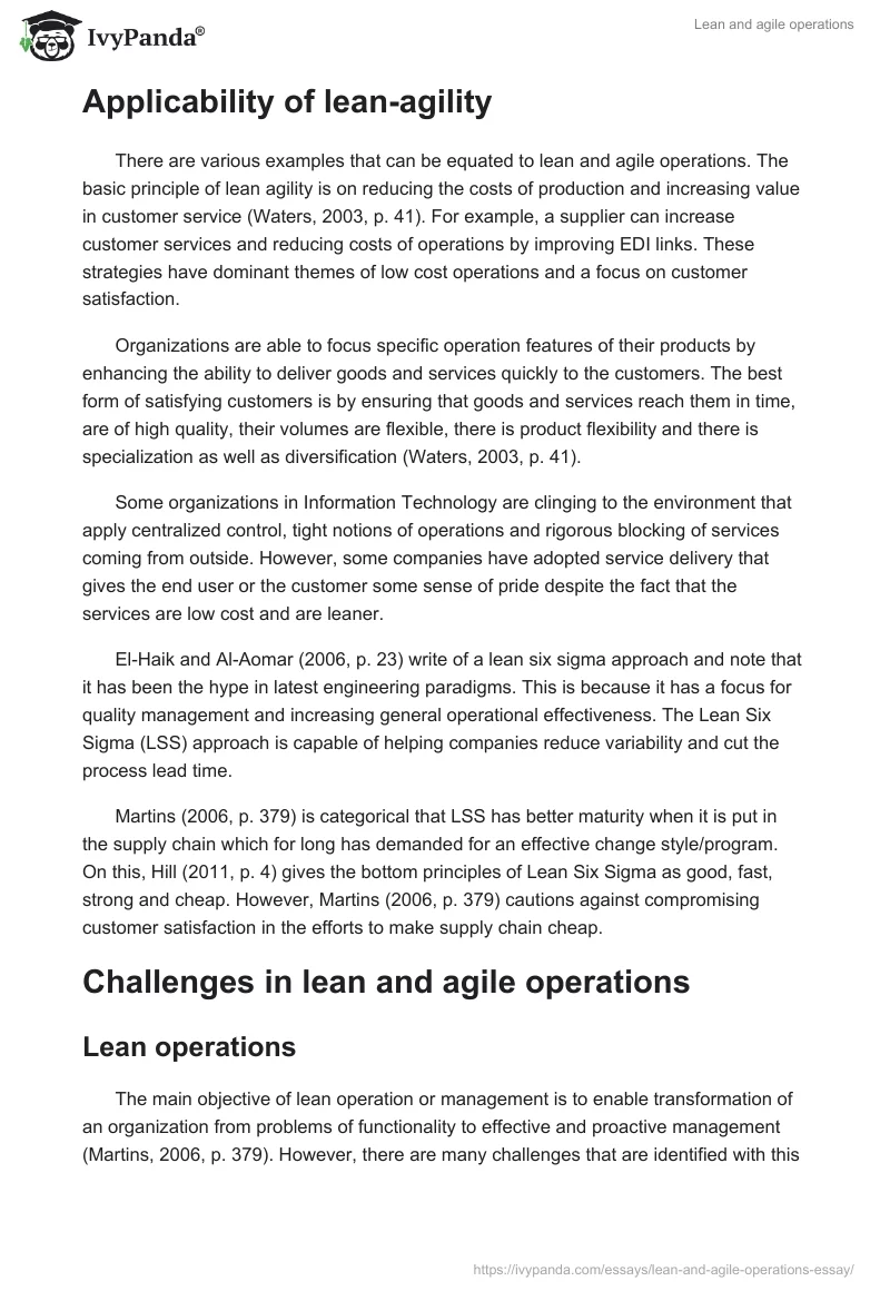 Lean and agile operations. Page 3