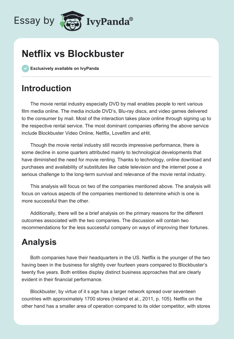 Netflix vs. Blockbuster. Page 1