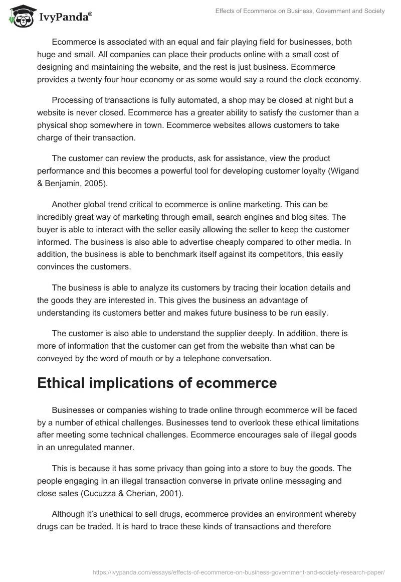 Effects of Ecommerce on Business, Government and Society. Page 5