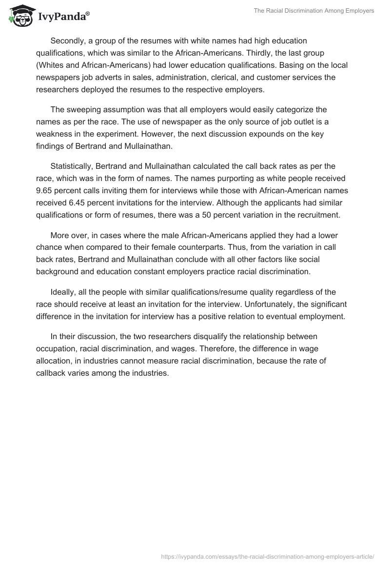 The Racial Discrimination Among Employers. Page 2
