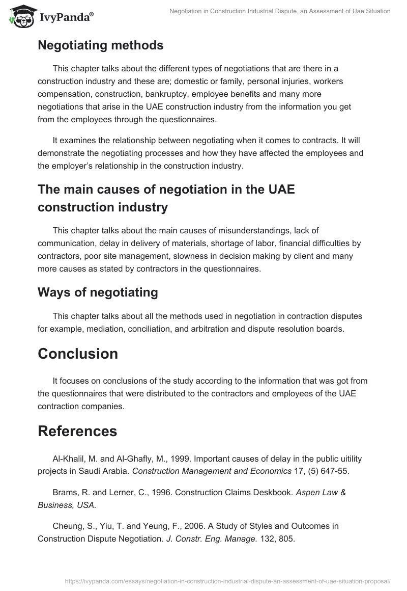 Negotiation in Construction Industrial Dispute, an Assessment of Uae Situation. Page 5