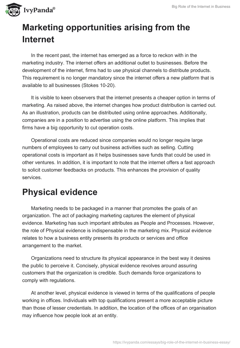 Big Role of the Internet in Business. Page 2