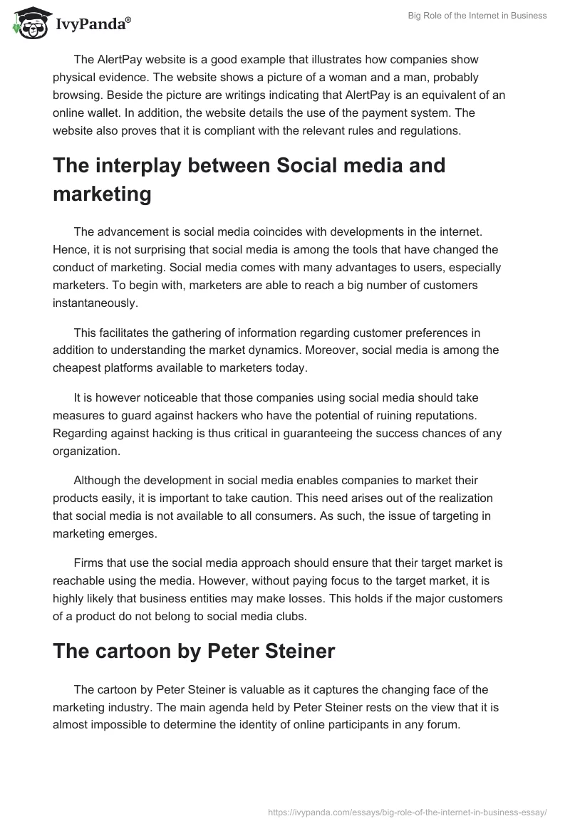 Big Role of the Internet in Business. Page 3