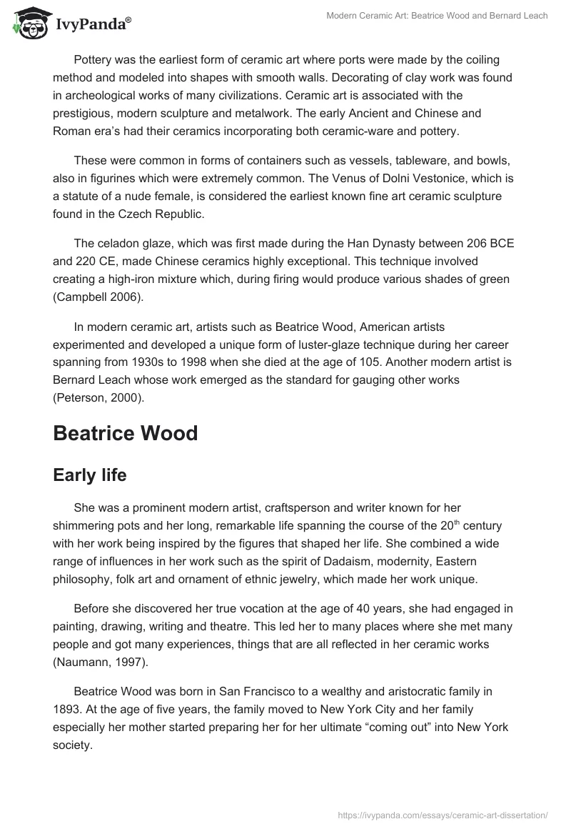 Modern Ceramic Art: Beatrice Wood and Bernard Leach. Page 2