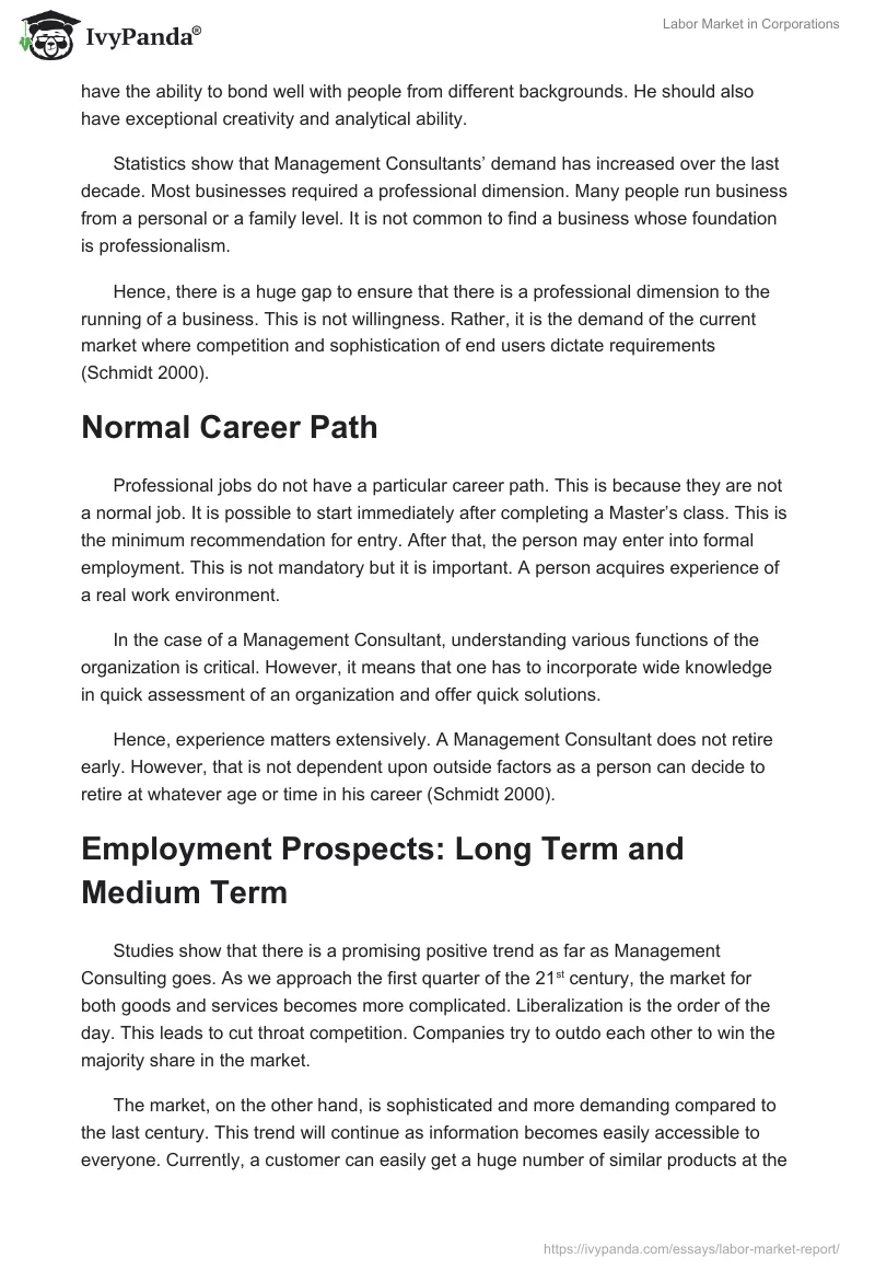 Labor Market in Corporations. Page 4
