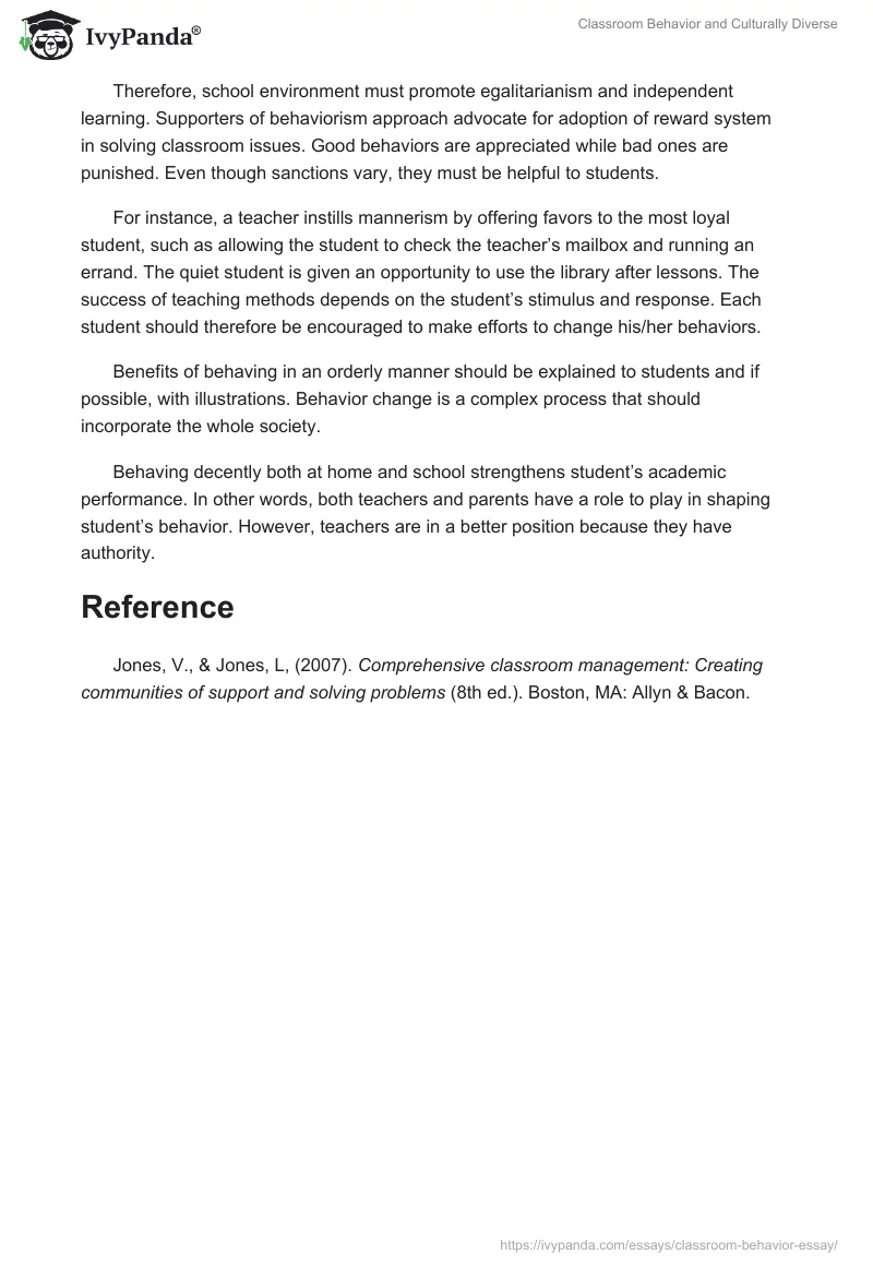 Classroom Behavior and Culturally Diverse. Page 3