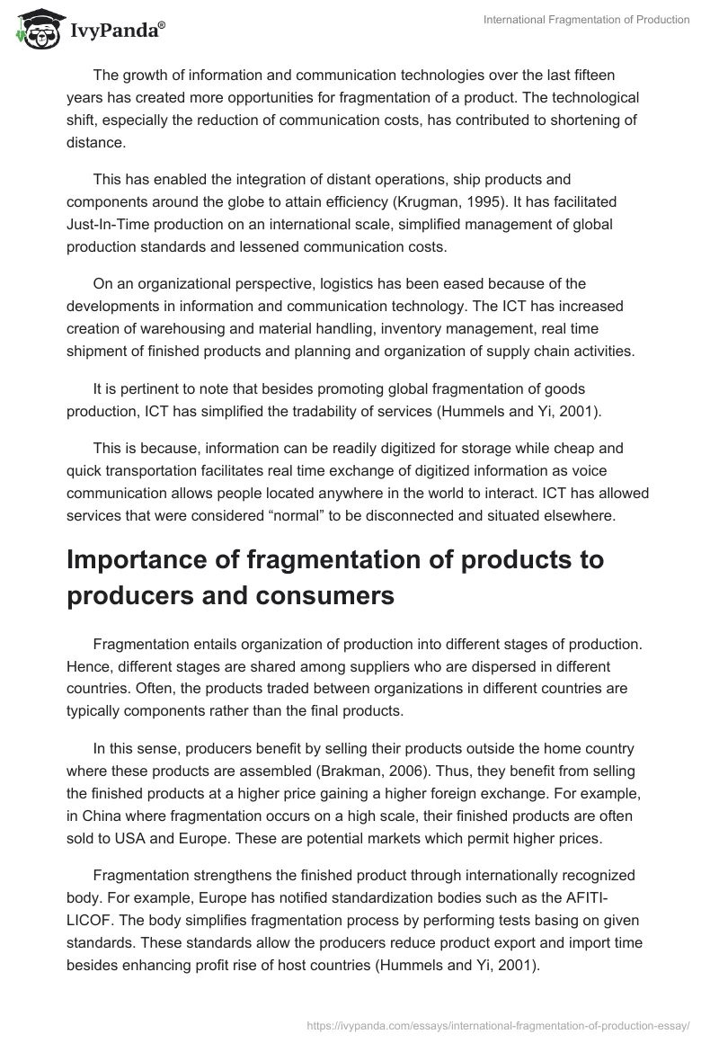 International Fragmentation of Production. Page 5