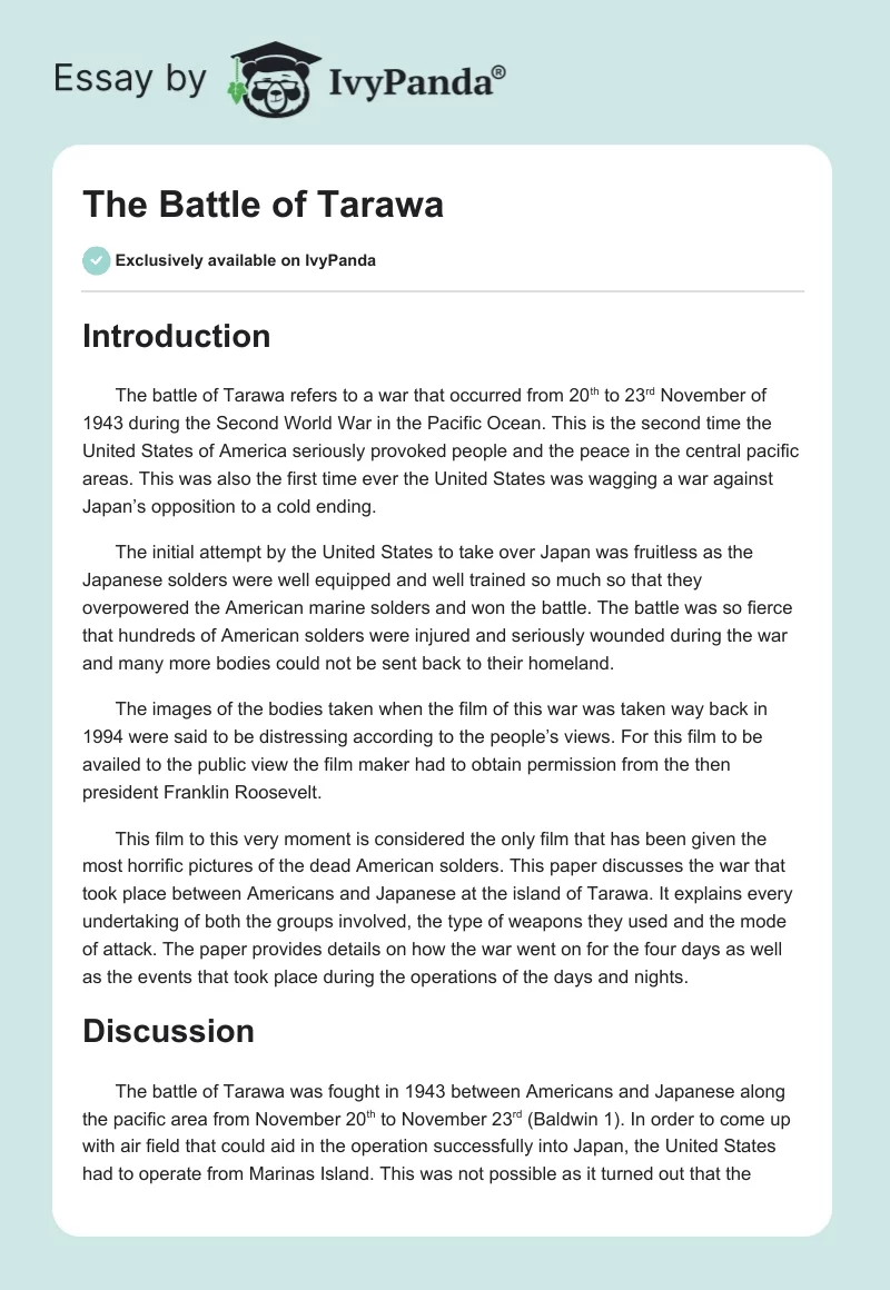 The Battle of Tarawa. Page 1