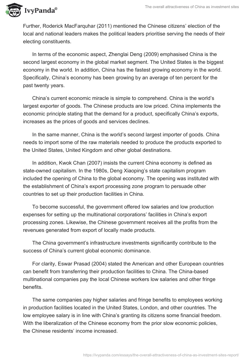 The overall attractiveness of China as investment sites. Page 2