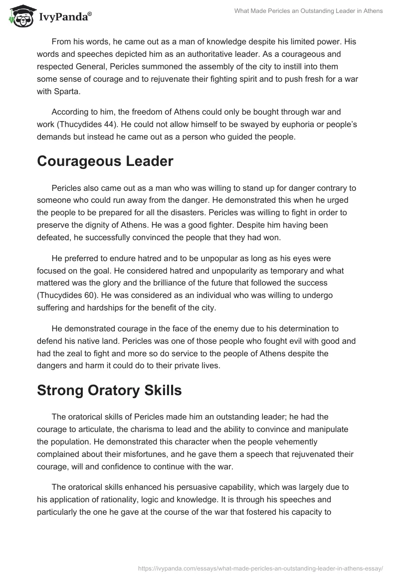 What Made Pericles an Outstanding Leader in Athens. Page 2