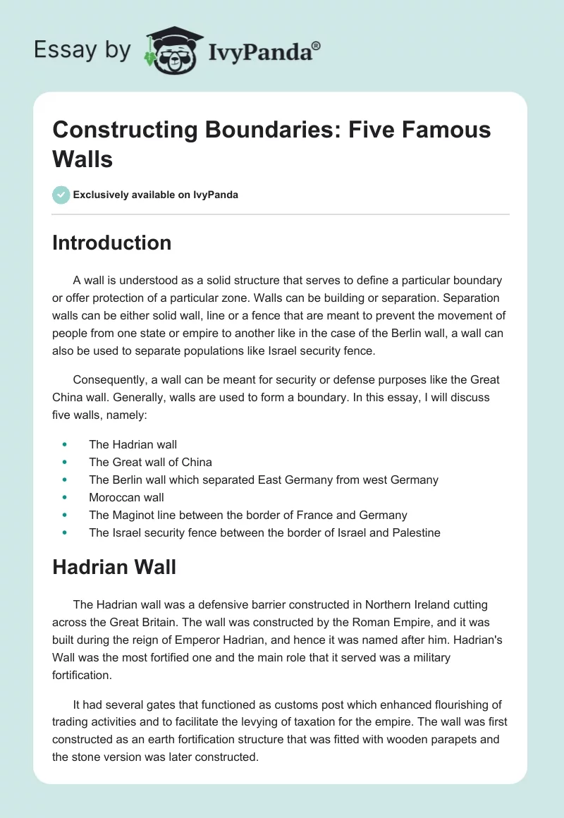 Constructing Boundaries: Five Famous Walls. Page 1