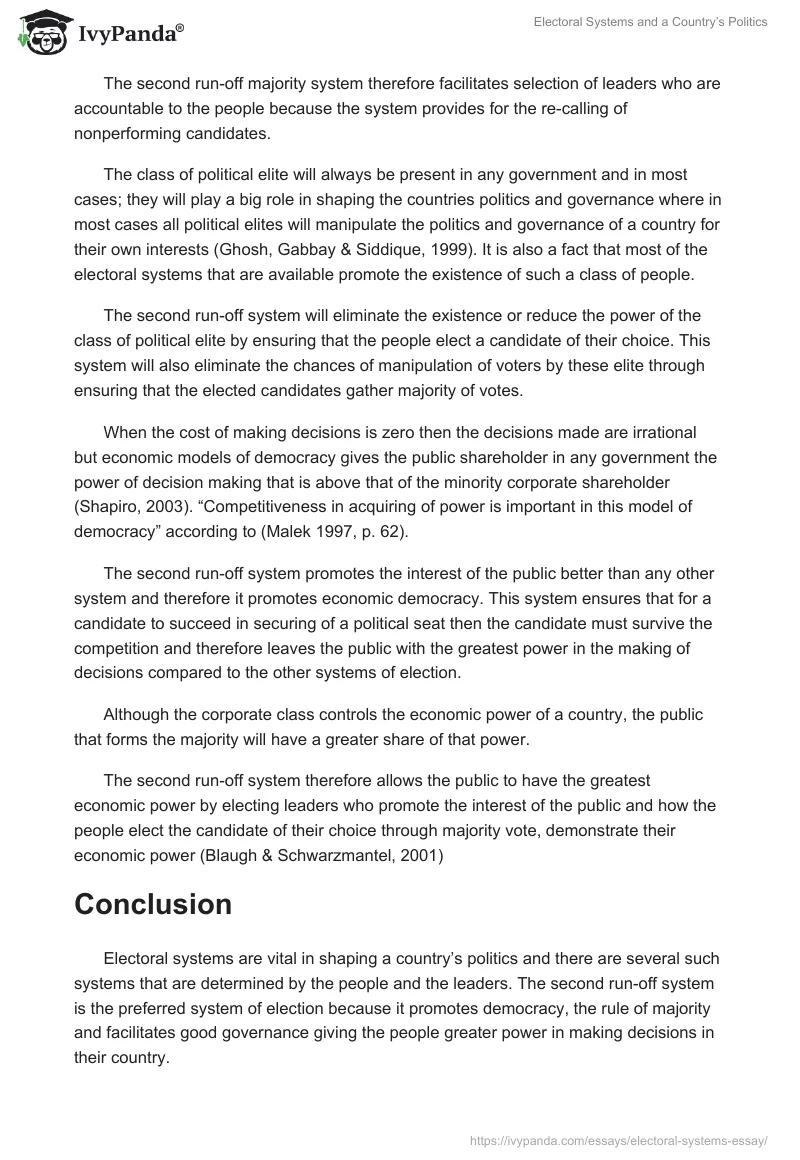 Electoral Systems and a Country’s Politics. Page 3