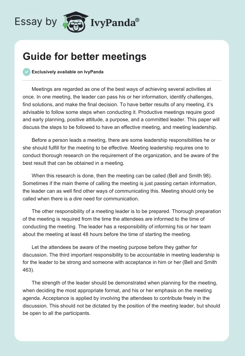 Guide for better meetings. Page 1