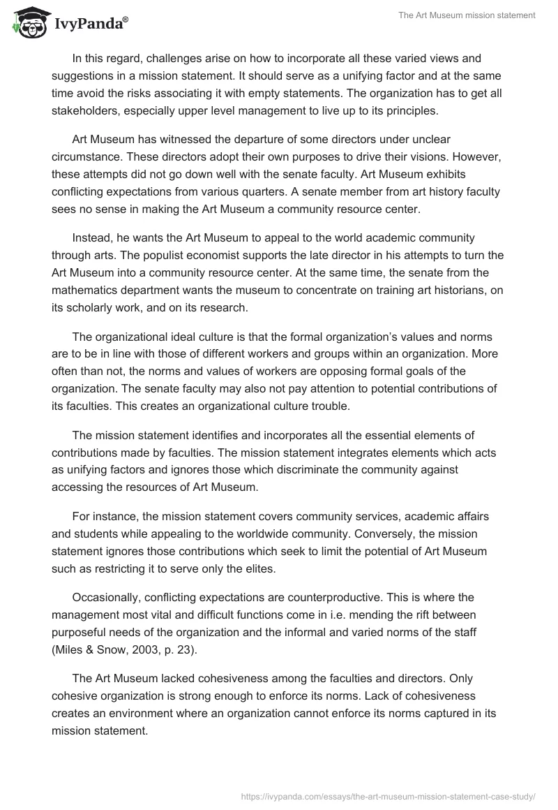 The Art Museum mission statement. Page 2