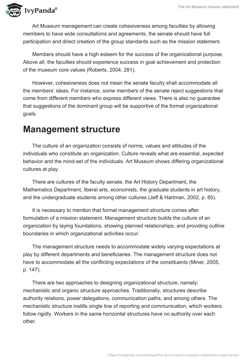 The Art Museum mission statement. Page 3
