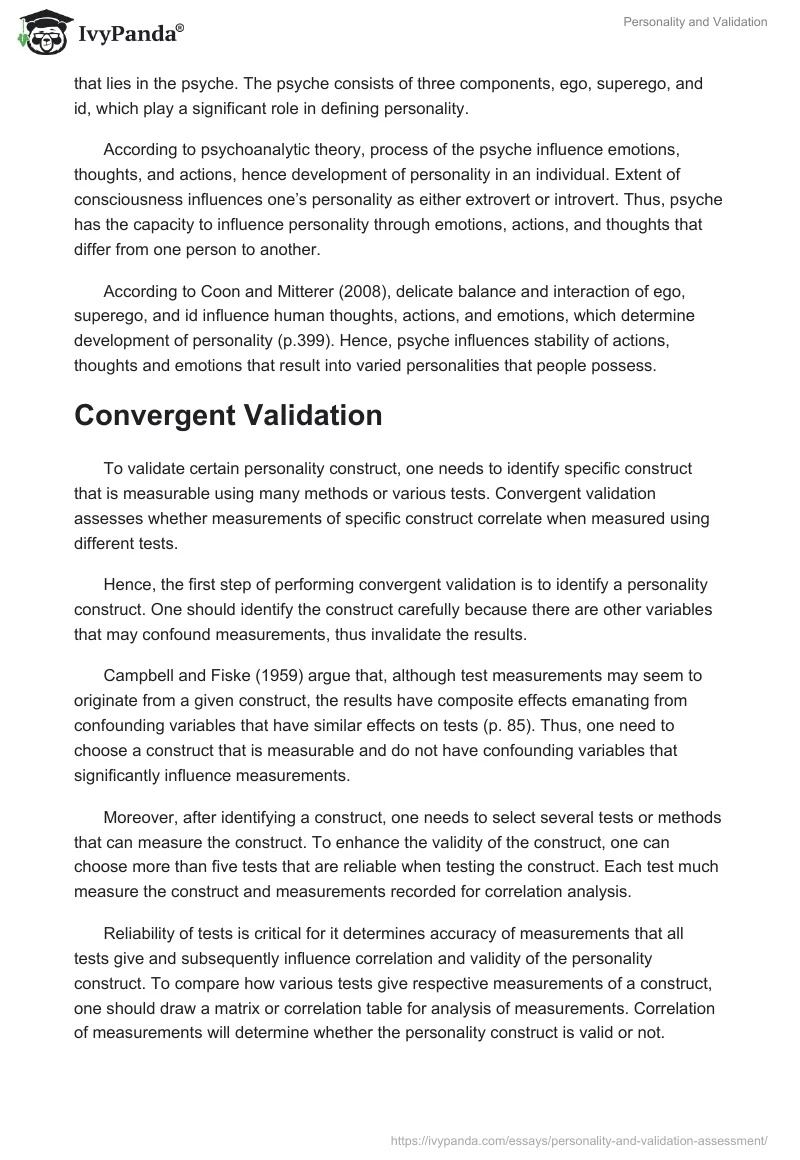 Personality and Validation. Page 3