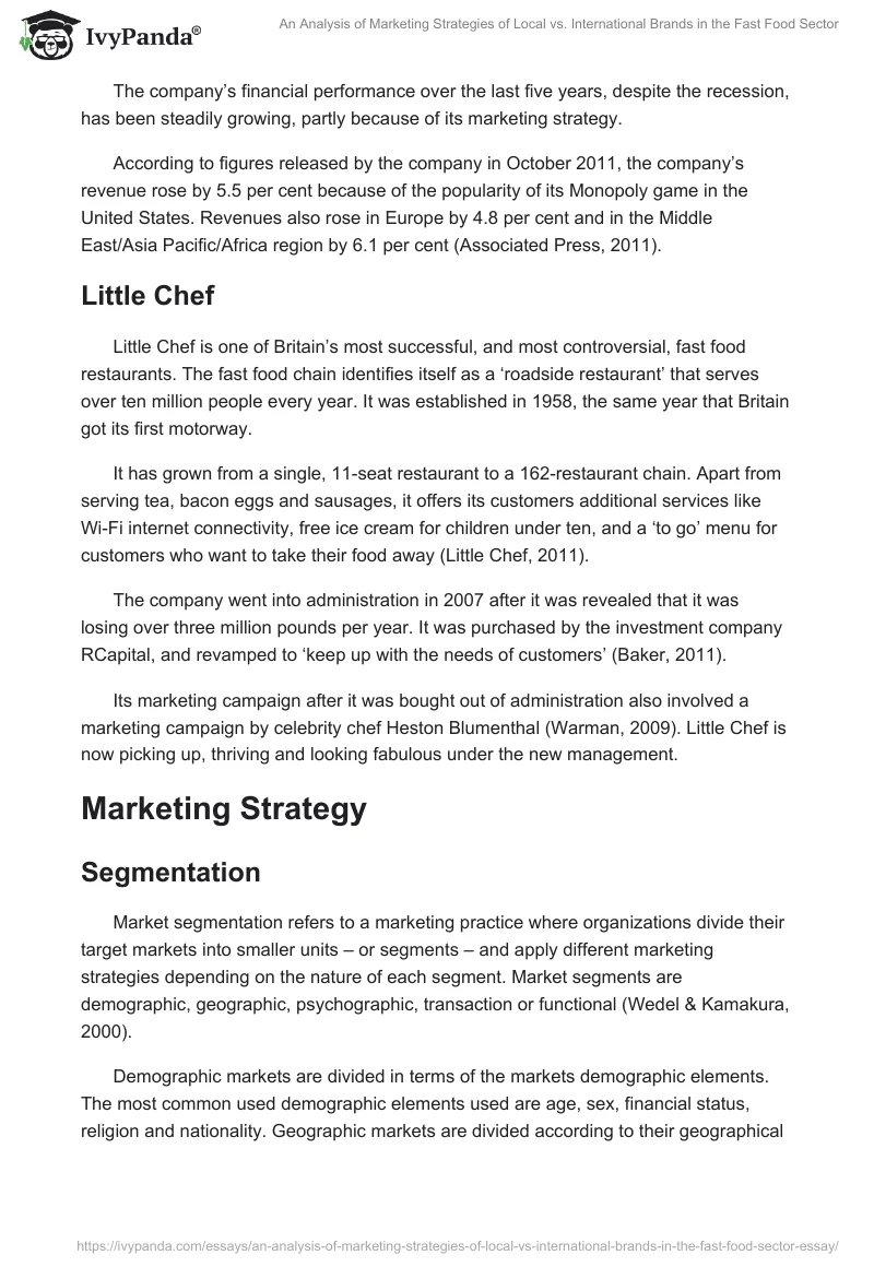 An Analysis of Marketing Strategies of Local vs. International Brands in the Fast Food Sector. Page 3