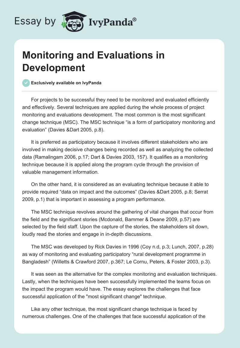 Monitoring and Evaluations in Development. Page 1