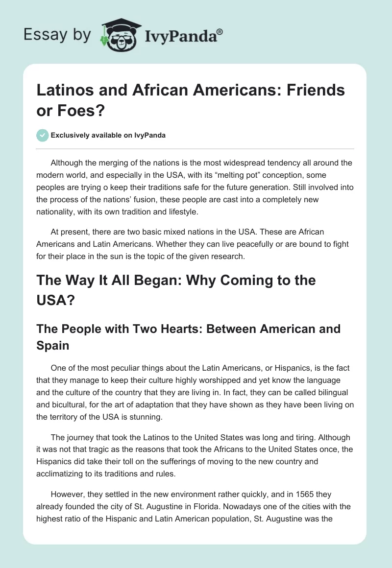 Latinos and African Americans: Friends or Foes?. Page 1