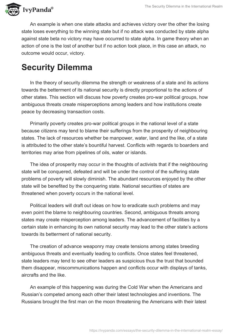The Security Dilemma in the International Realm. Page 3