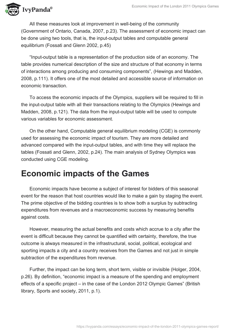 Economic Impact of the London 2011 Olympics Games. Page 3