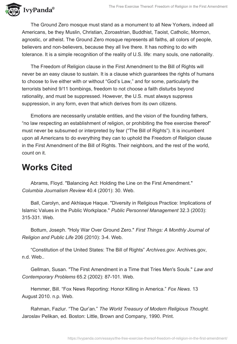 The Free Exercise Thereof: Freedom of Religion in the First Amendment. Page 4
