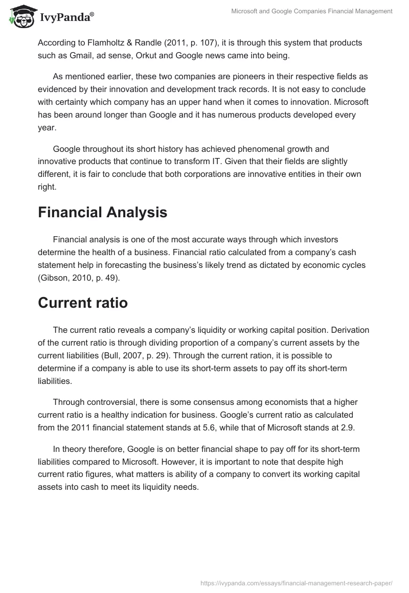 Microsoft and Google Companies Financial Management. Page 3