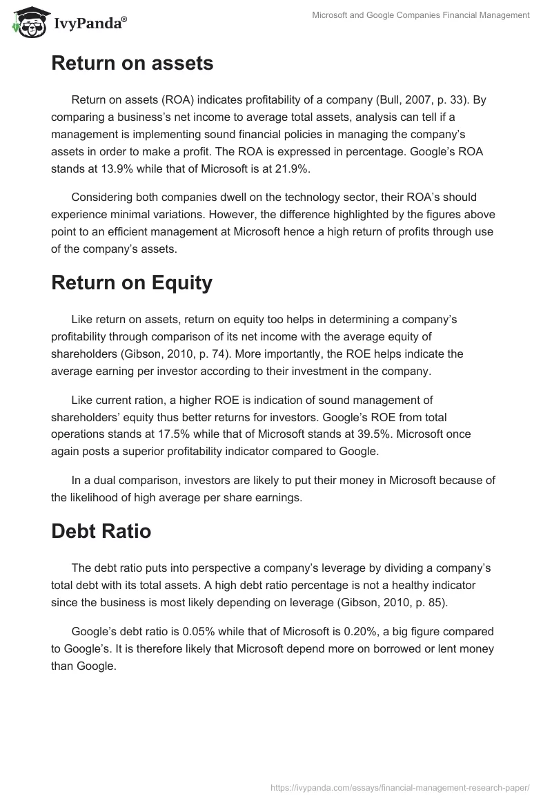 Microsoft and Google Companies Financial Management. Page 4
