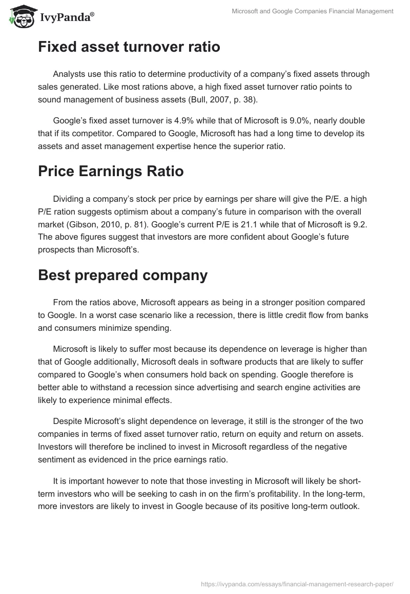 Microsoft and Google Companies Financial Management. Page 5