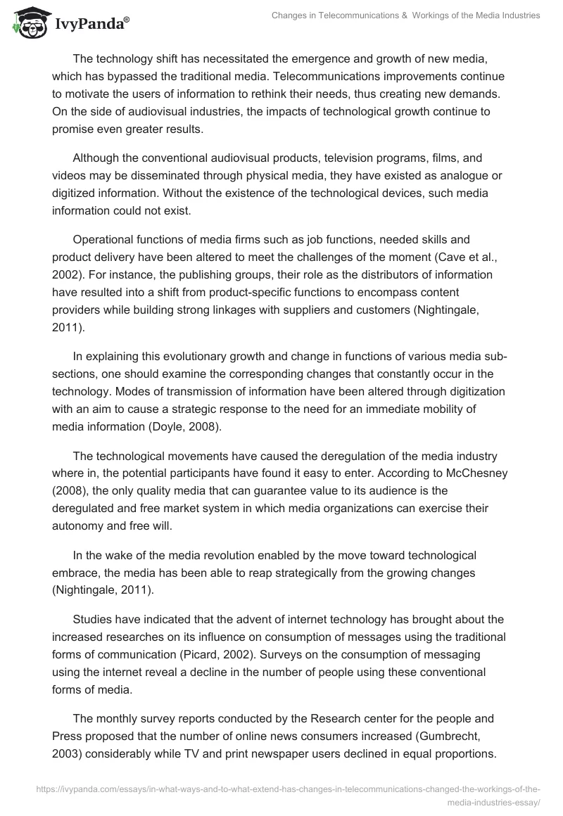 Changes in Telecommunications &  Workings of the Media Industries. Page 5