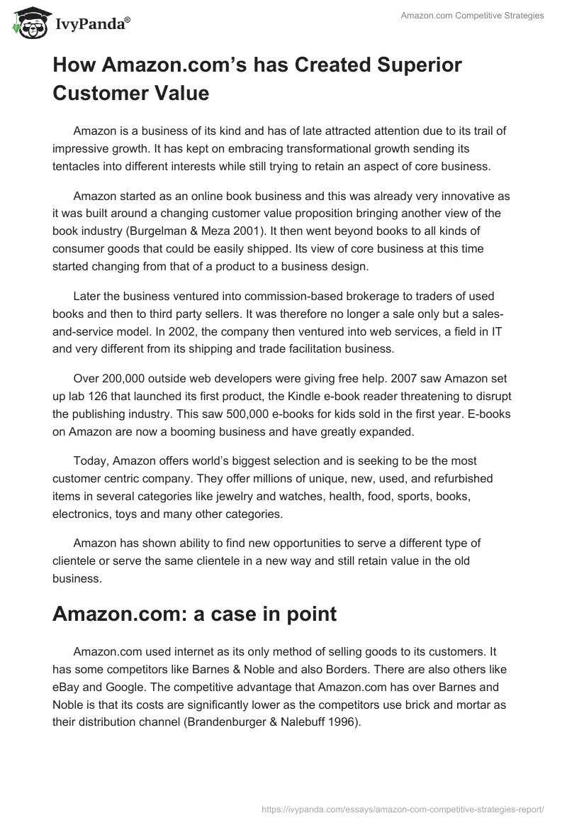 Amazon.com Competitive Strategies. Page 4