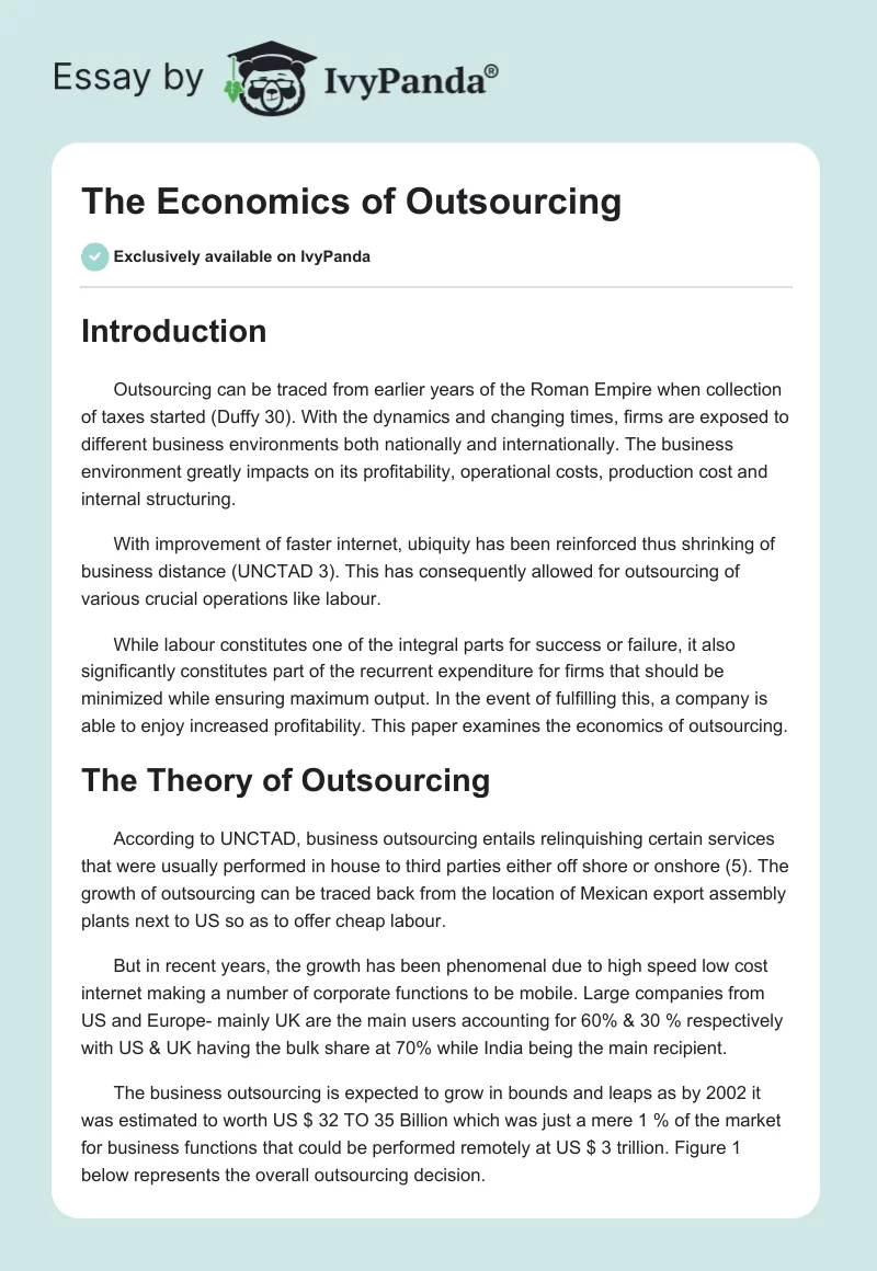 The Economics of Outsourcing. Page 1