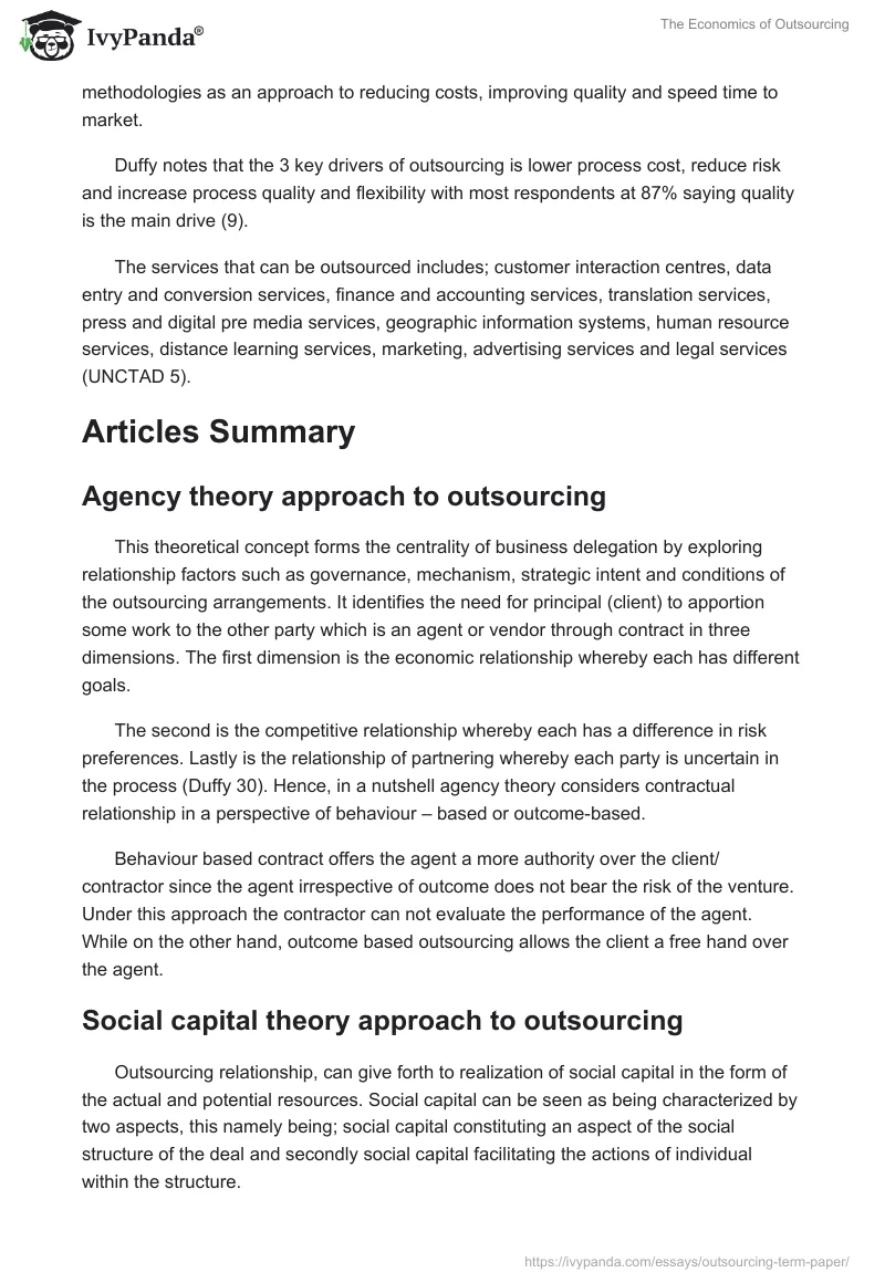 The Economics of Outsourcing. Page 3