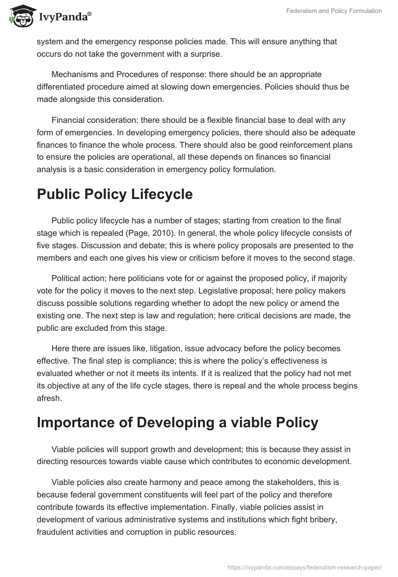 Federalism and Policy Formulation. Page 2