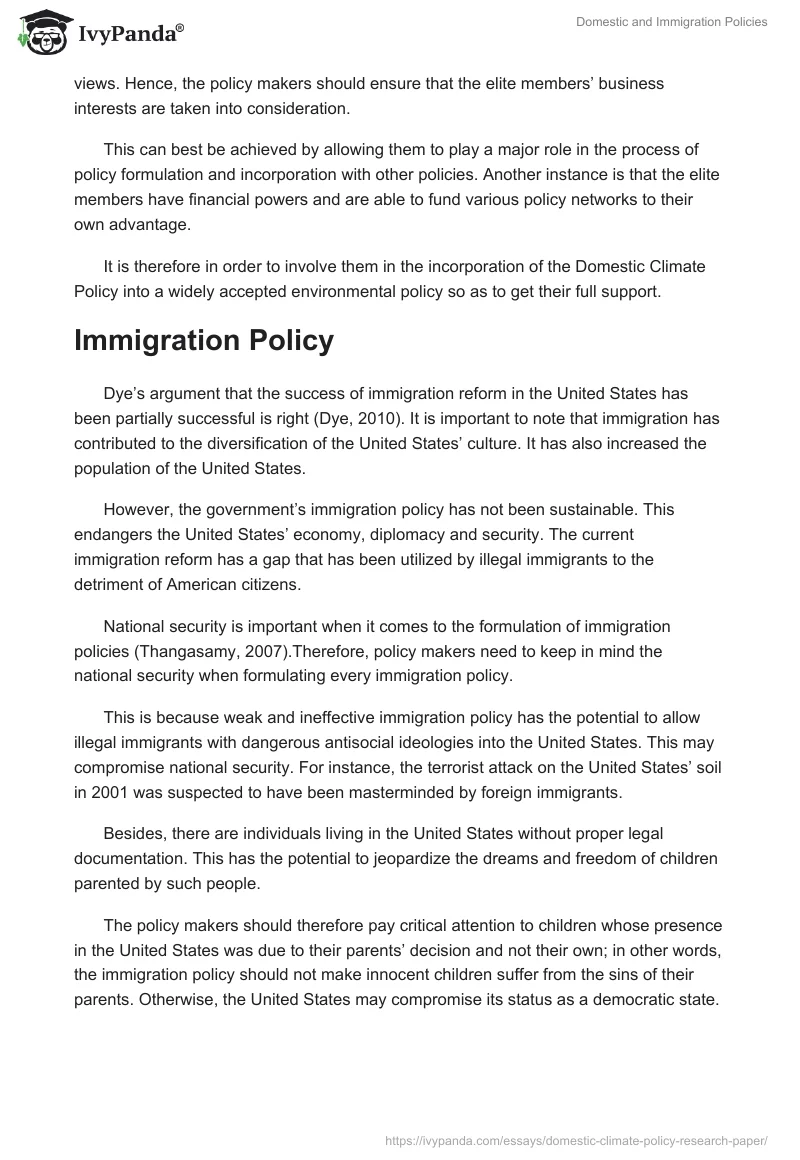 Domestic and Immigration Policies. Page 2