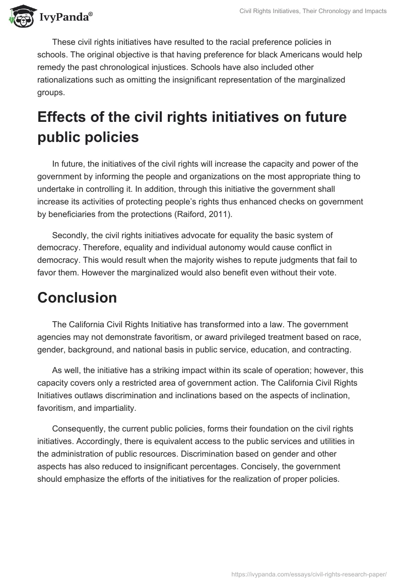 Civil Rights Initiatives, Their Chronology and Impacts. Page 3