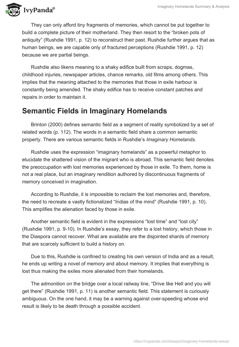Imaginary Homelands Summary & Analysis. Page 3