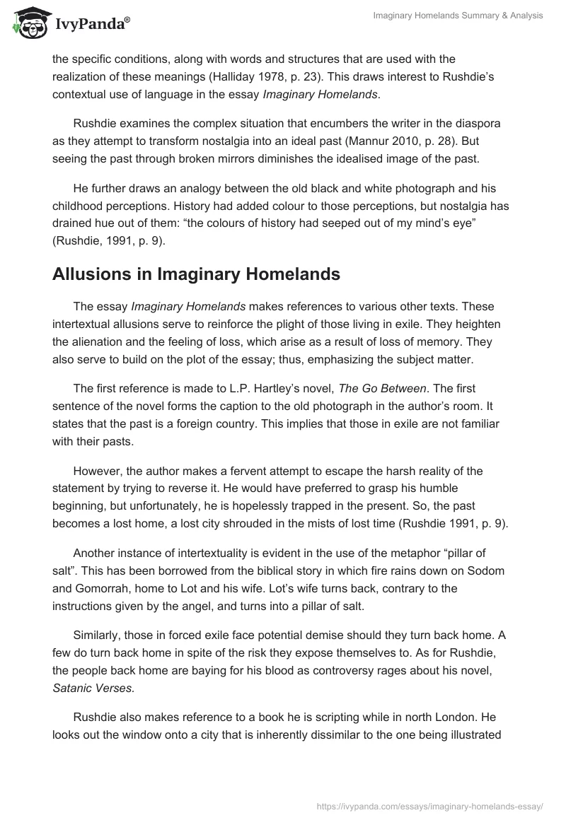 imaginary homelands essay summary