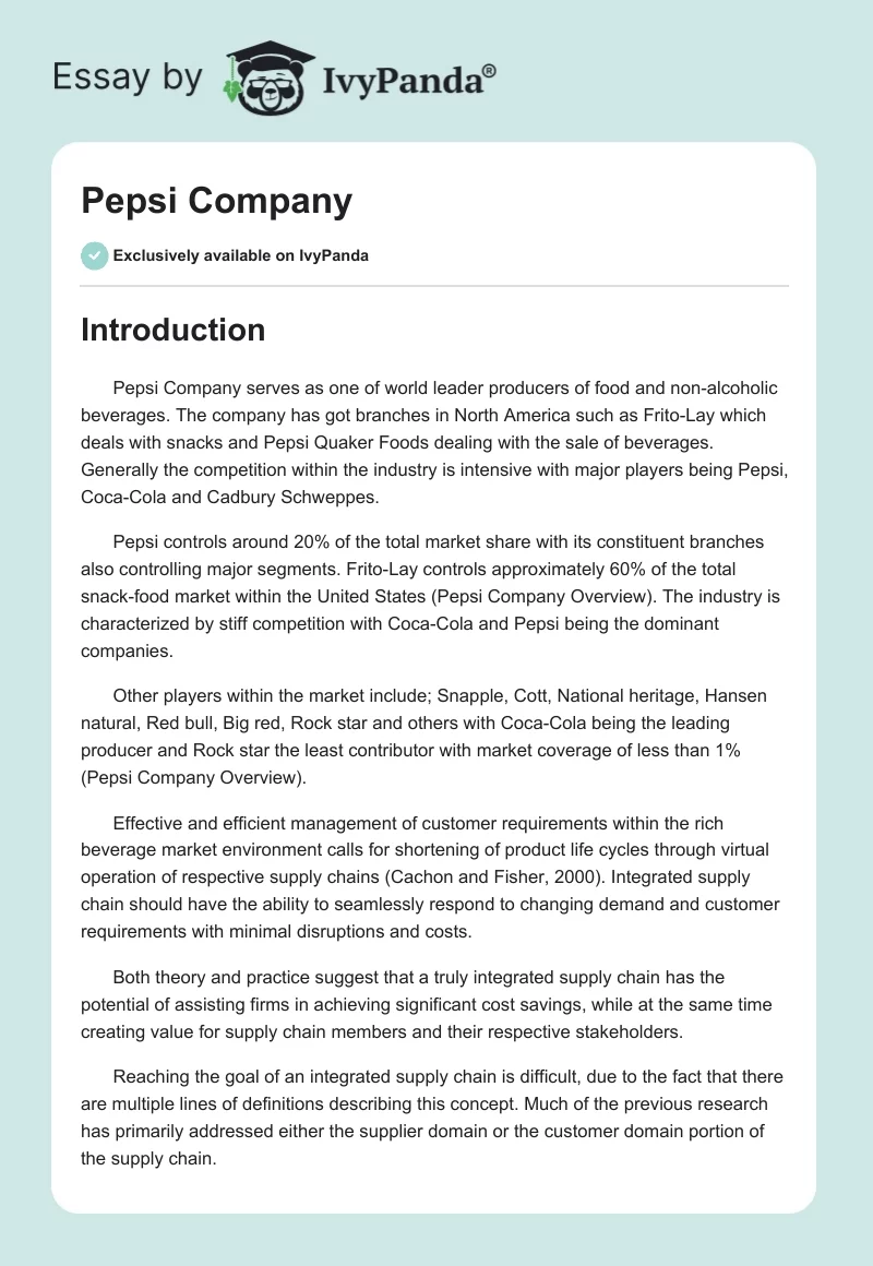 Pepsi Company. Page 1