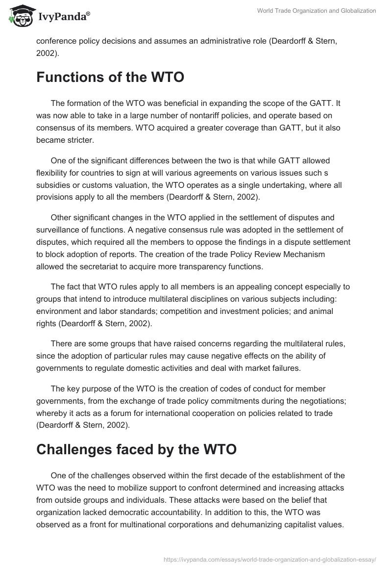 World Trade Organization and Globalization. Page 2
