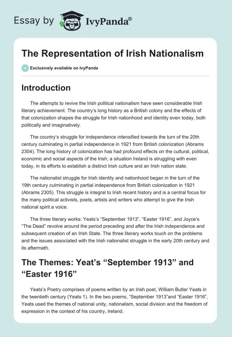 The Representation of Irish Nationalism. Page 1
