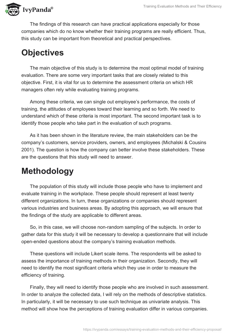 Training Evaluation Methods and Their Efficiency. Page 4