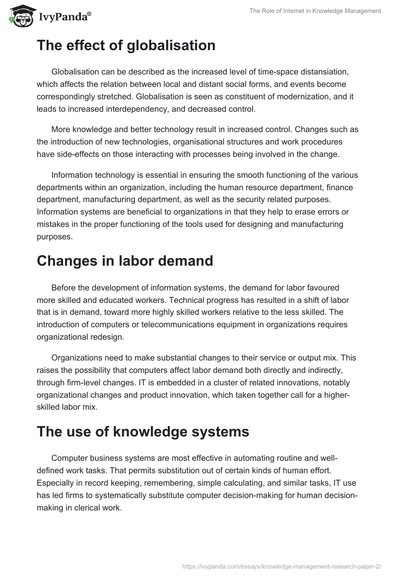 The Role of Internet in Knowledge Management. Page 2