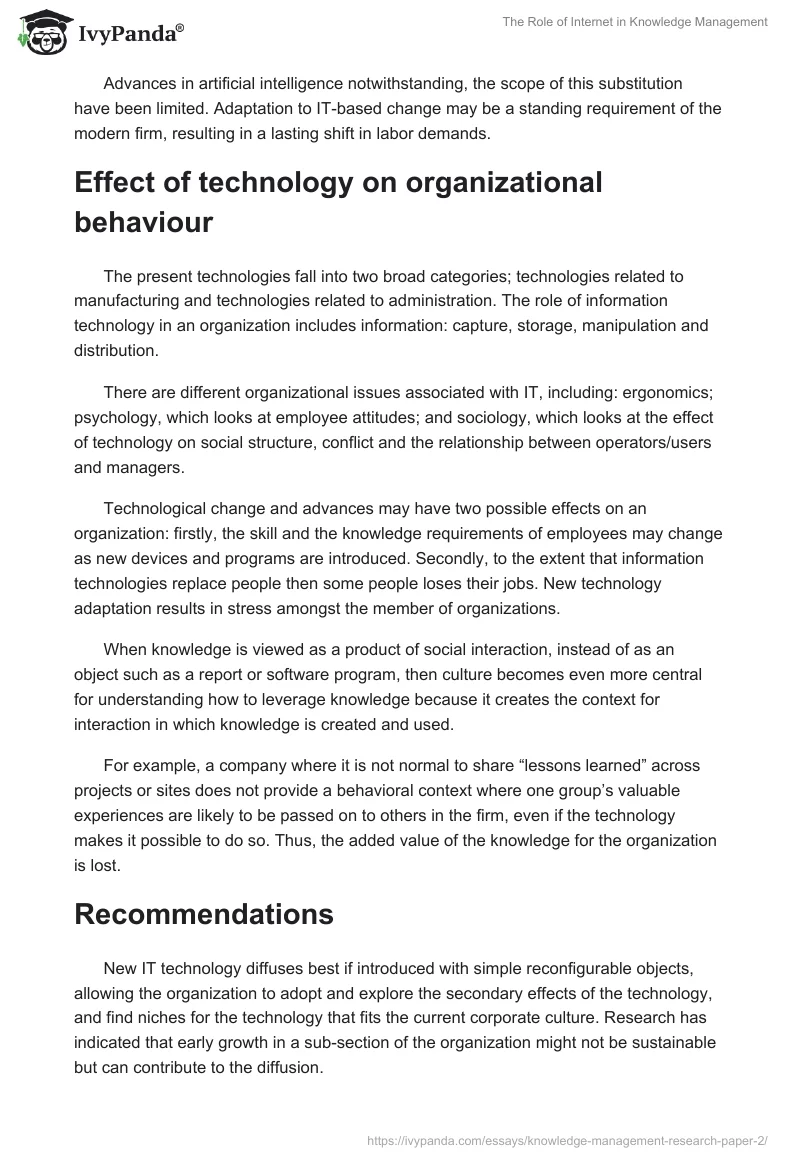The Role of Internet in Knowledge Management. Page 3