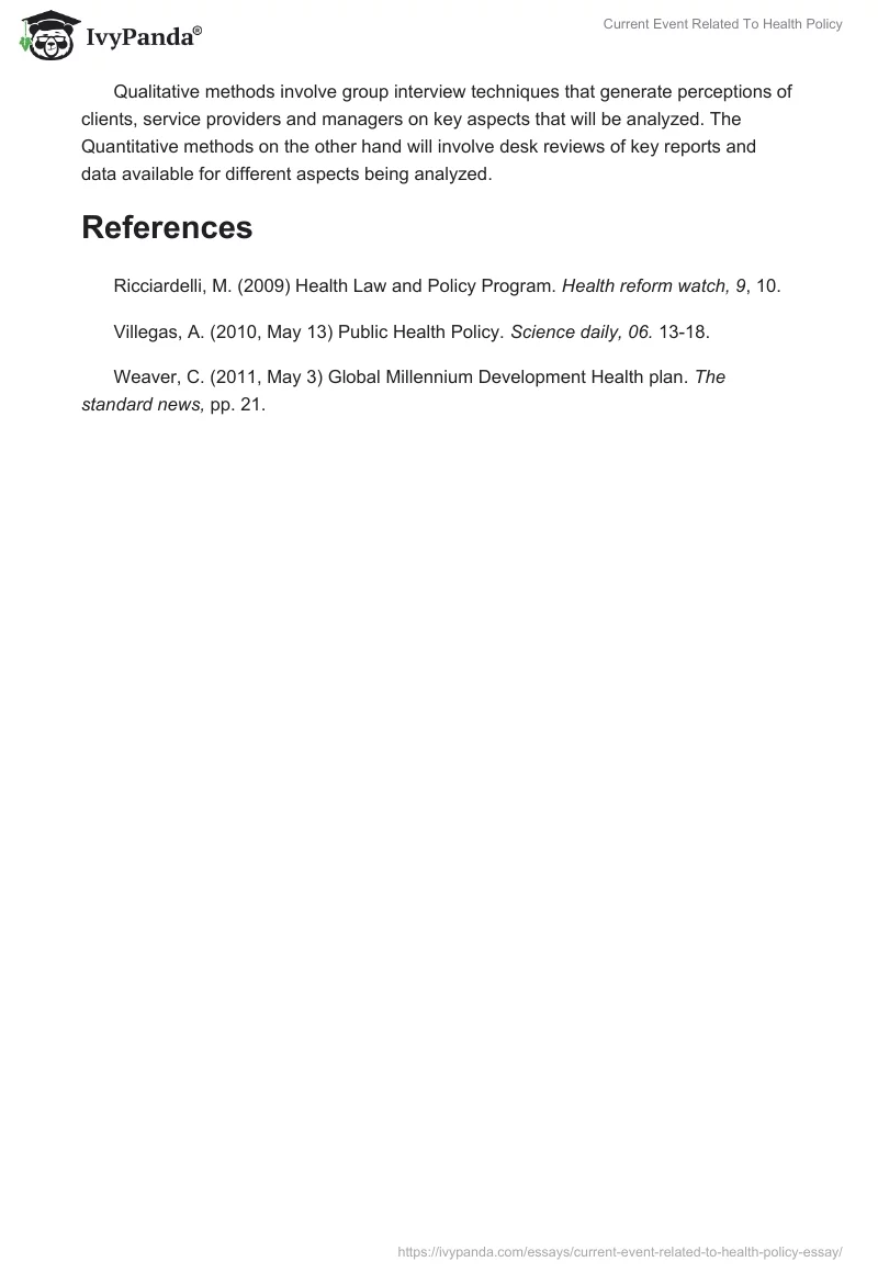 Current Event Related To Health Policy. Page 3
