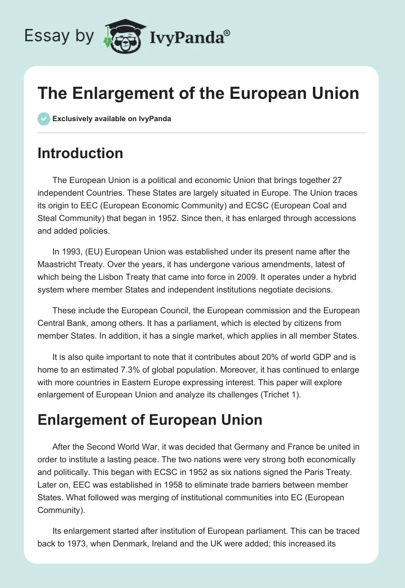 The Enlargement of the European Union. Page 1