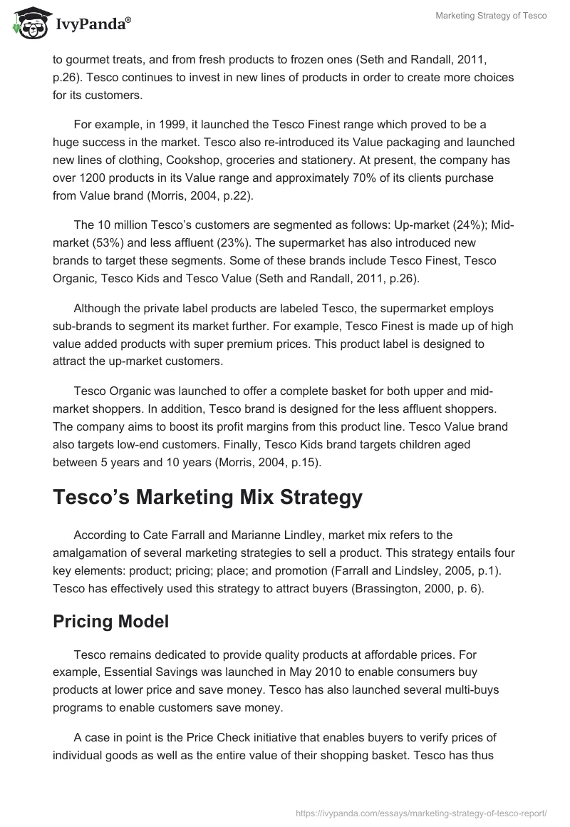 Marketing Strategy of Tesco. Page 2