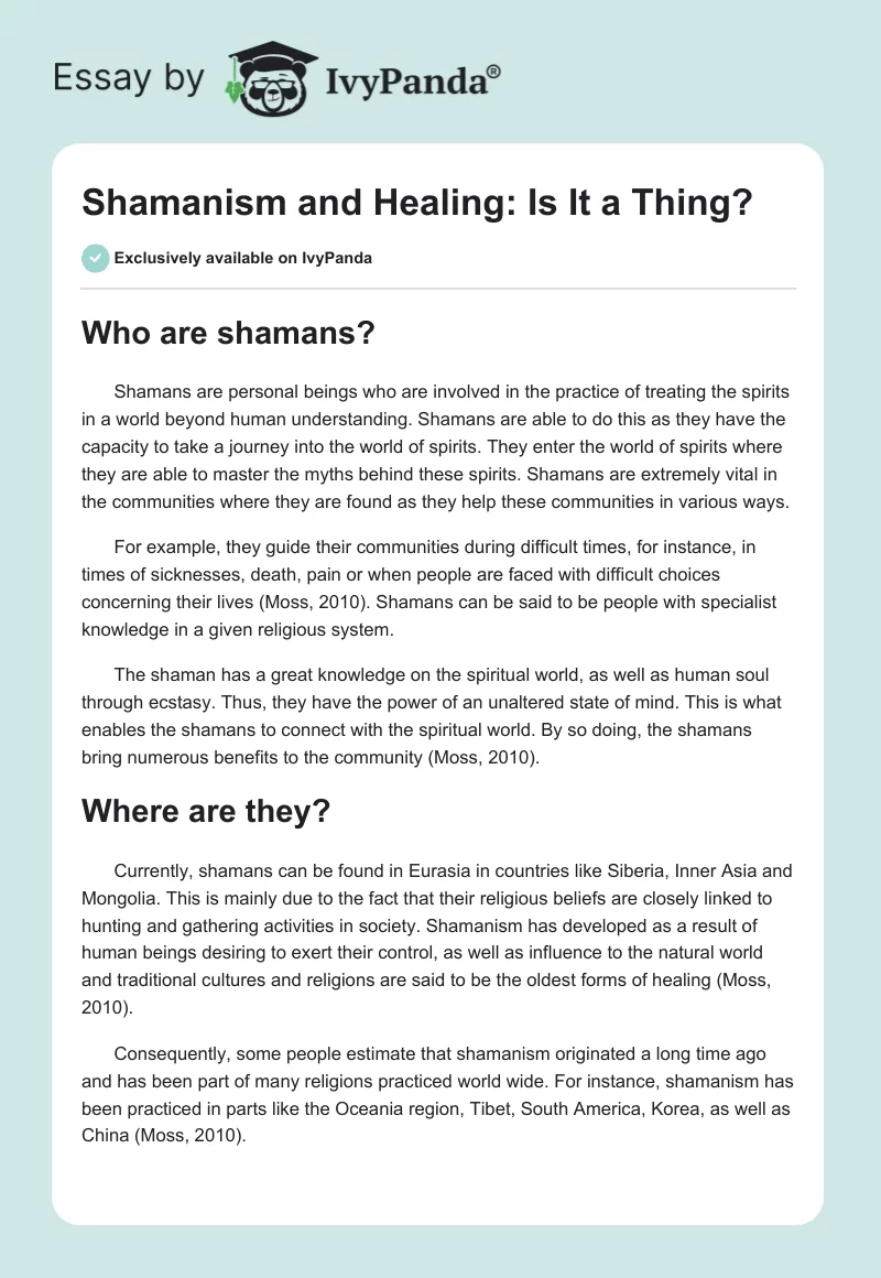 Shamanism and Healing: Is It a Thing?. Page 1