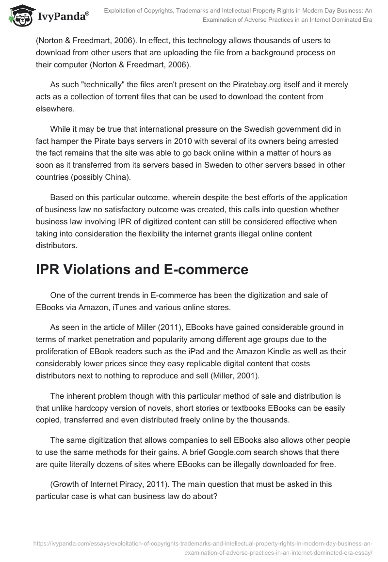 Exploitation of Copyrights, Trademarks and Intellectual Property Rights in Modern Day Business: An Examination of Adverse Practices in an Internet Dominated Era. Page 4